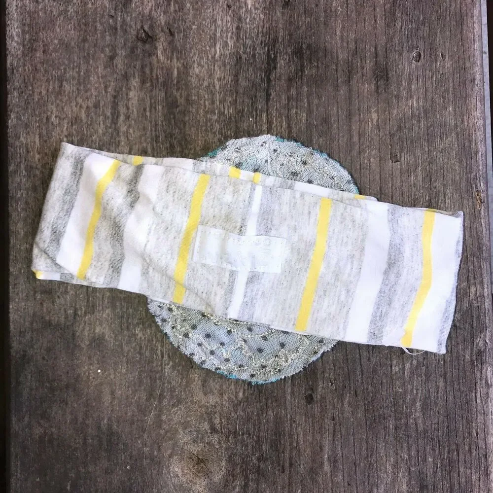 ZaZa Couture‎ Baby Girl Headband Aqua White Lime Rosette Lace Boutique Small